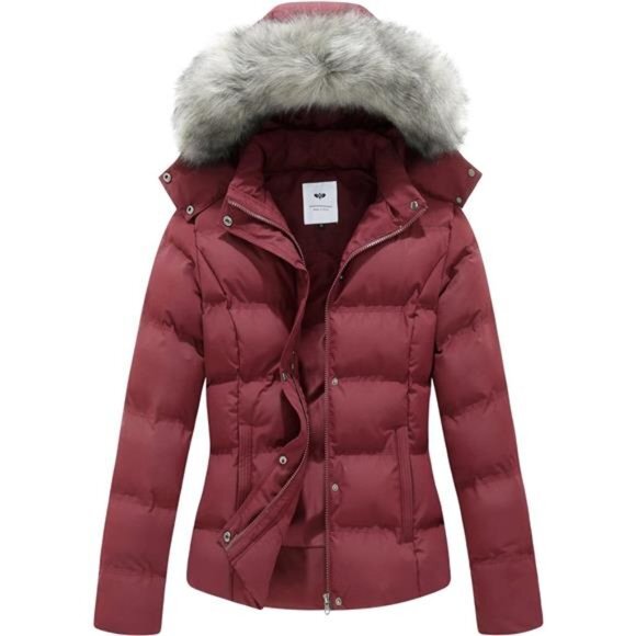 Hooded Warm Winter Coat Quilted Thicken Puffer Jacket with‎ Removable Fur Hood - Picture 4 of 7